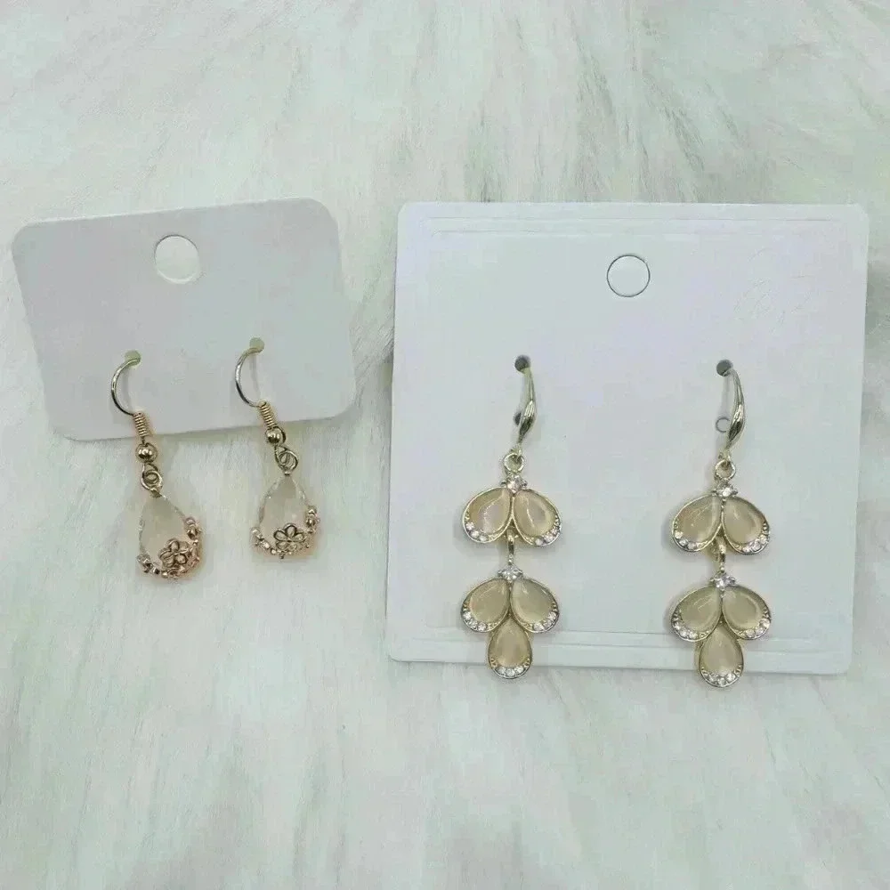 The Hazel Drop and Faux Crystal Water Drop Duo Bundle Earrings